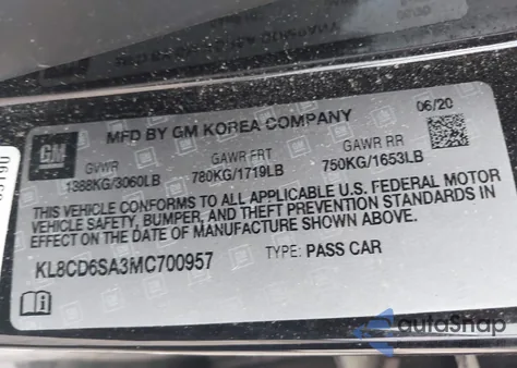 2021 Chevrolet Spark Fwd 1Lt Automatic from USA, damaged, VIN KL8CD6SA3MC700957